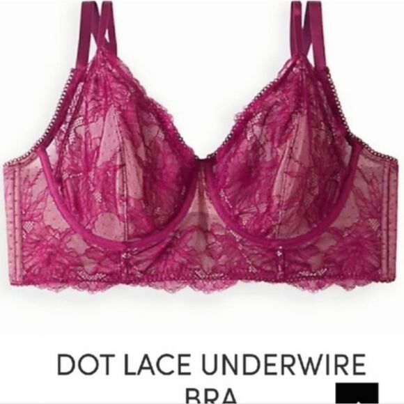 Torrid Plum Caspia Dot Lace Longline Underwire Bra Plussize 1X NWT - Picture 2 of 8